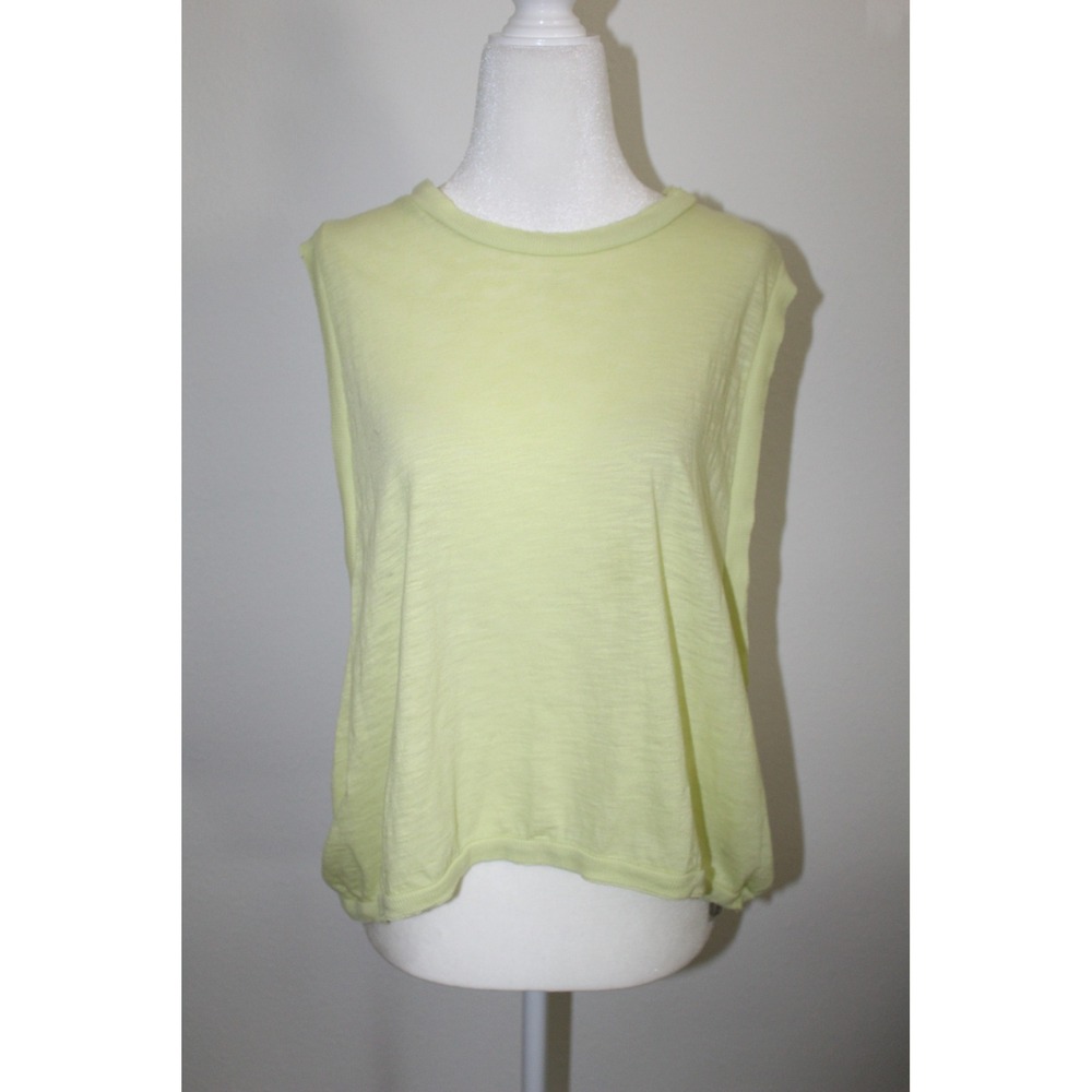 Free People FP Movement Muscle Tank Lime Green Sleeveless Slub Top Large Active
